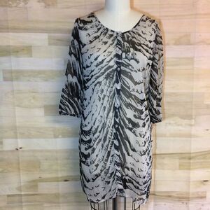 Express Woman's Long Sheer Animal Print Button-Down Swimsuit Cover Up-Size M